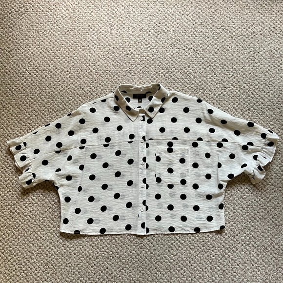 TOPSHOP - Polka Dot Cropped Shirt -- Excellent Condition - Picture 6 of 11